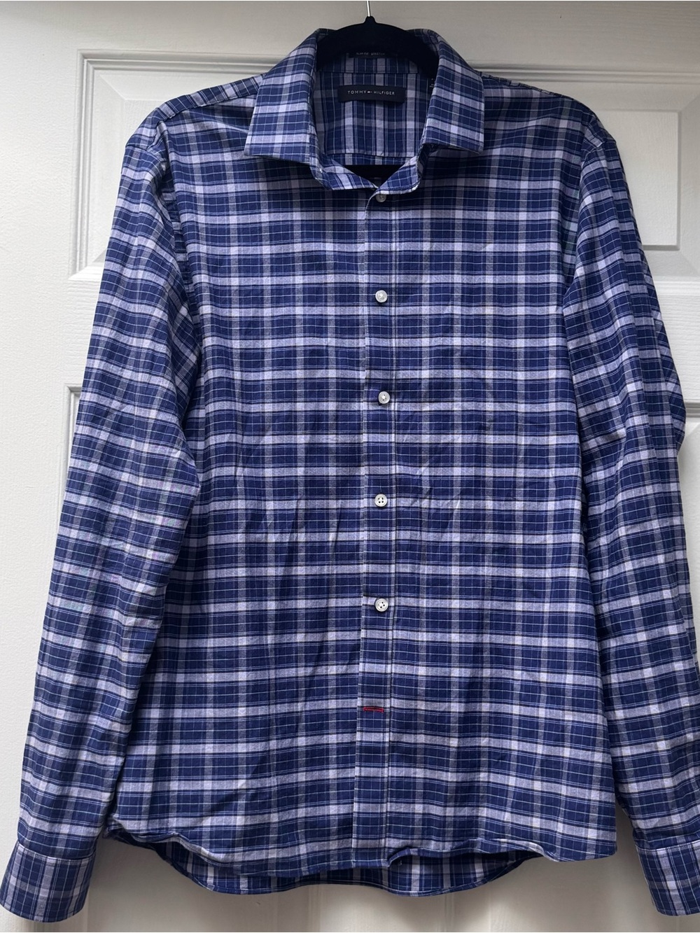 Tommy Hilfiger Men’s Blue Plaid Button-Down, size M- Neck 15.5
